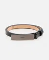 Max Mara Adjustable Leather Belt With Logo Buckle In Black