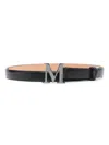 Max Mara Adjustable Smooth Finish Belt With Metallic Buckle In Black