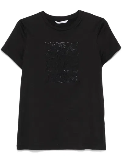 MAX MARA BLACK LOGO COTTON T-SHIRT