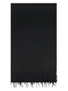Max Mara Embroidered-logo Fringe Scarf In Black