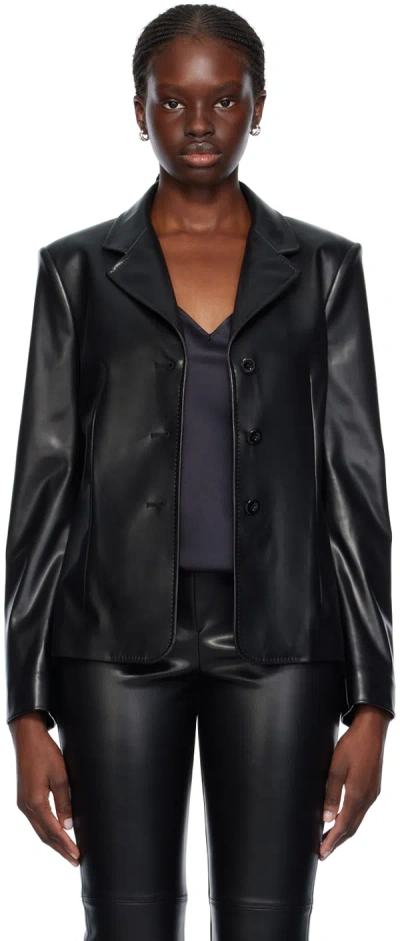 Max Mara Black Lollo Faux-leather Blazer In 3 Black