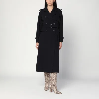 MAX MARA BLACK LONG TRENCH IN SABLE