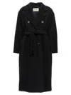 Max Mara Double-breasted Coat With Belt Coats Blue In Black