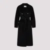 Max Mara Madame Double Breast Wool Blend Coat In Black