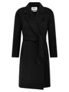 Max Mara Cles Belted Coat In Black