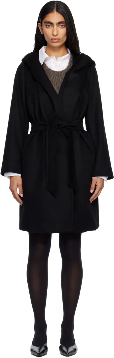 Max Mara Single-breasted Belted Coat In Black