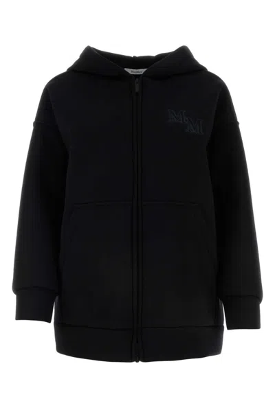 MAX MARA BLACK OBBIA SCUBA HOODED JACKET