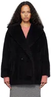 MAX MARA BLACK OLGA SHORT FAUX-FUR COAT