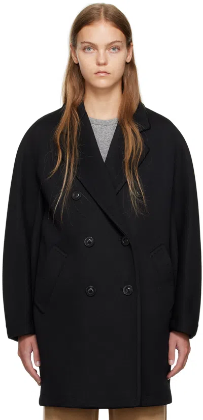 Max Mara Black Oversized Coat In 001 Black