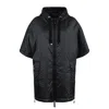 Max Mara Black Padded Cape With Drip-proof Canvas Hood In Blue