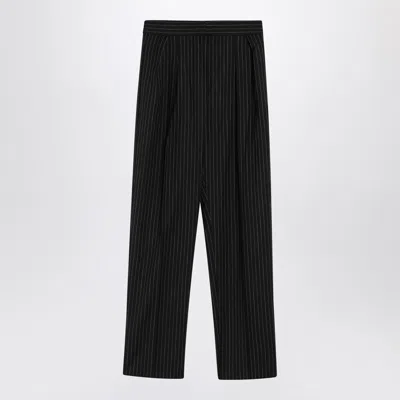 MAX MARA BLACK PINSTRIPED WOOL TROUSERS