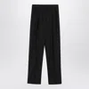 Max Mara Black Pinstriped Wool Trousers In Multi