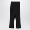 Max Mara Black Pinstriped Wool Trousers In Black