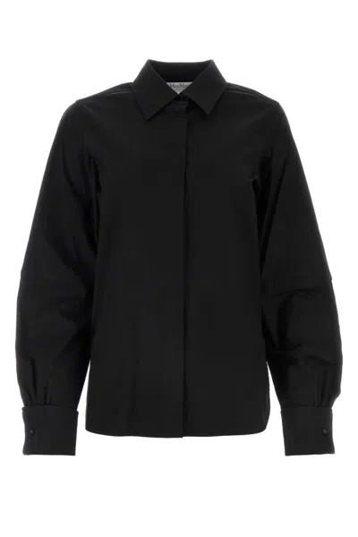 MAX MARA BLACK POINTED-COLLAR STRETCH-COTTON SHIRT