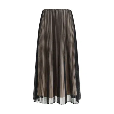 Max Mara Black Polyester Long Skirt In Gray