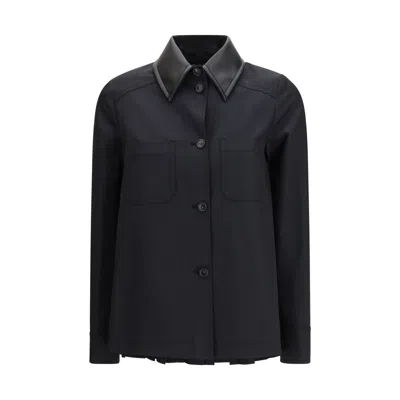 Max Mara Black Polyester Trench Coat In Blue
