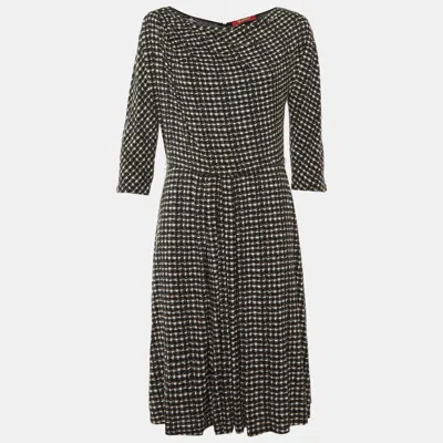 Max Mara Black Printed Jersey Midi Dress