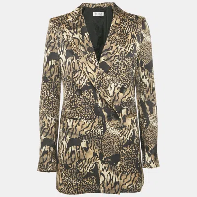 Pre-owned Max Mara Black Printed Silk Atelier Blazer M
