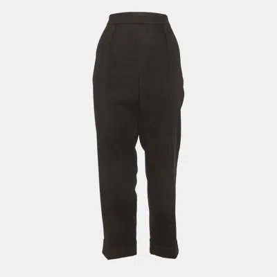 Pre-owned Max Mara Black Rabbit Felt Trousers L
