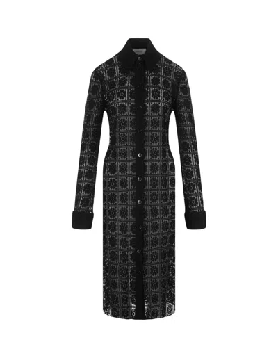 Max Mara Buttoned Longsleeved Dress In Nero