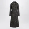 Max Mara Boucle Fabric Belted Double-breasted Coat In Gray