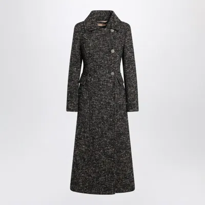 Max Mara Boucle Fabric Belted Double-breasted Coat In Black