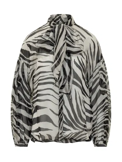 Max Mara Black Regular Animal Print Shirt