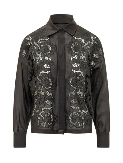 Max Mara Black Regular Embroidered Shirt