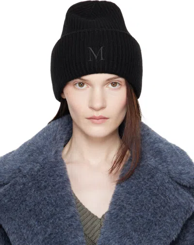Max Mara Black Retina Beanie In 007 Black