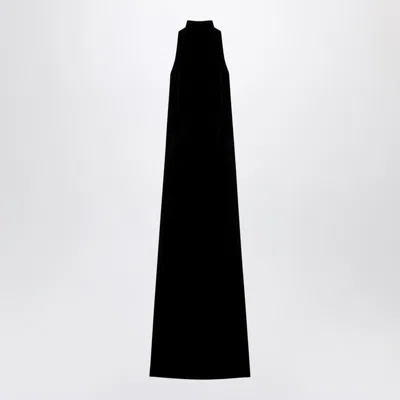 MAX MARA MAX MARA BLACK SATIN VELVET LONG DRESS