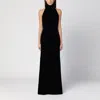 Max Mara Long Velvet Halter Neck Dress With Back Chain Detail In Yellow