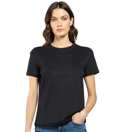 Max Mara Black Scoop Neck Logo T-shirt