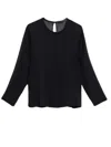Max Mara Black Semi Sheer Long-sleeved T-shirt