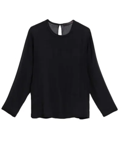 Max Mara Black Semi Sheer Long-sleeved T-shirt