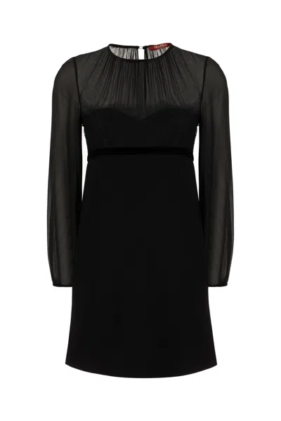MAX MARA BLACK SILK AND ACETATE BLEND DRESS