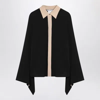 Max Mara Black Silk Colour-block Shirt