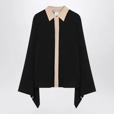 MAX MARA MAX MARA  BLACK SILK COLOUR-BLOCK SHIRT