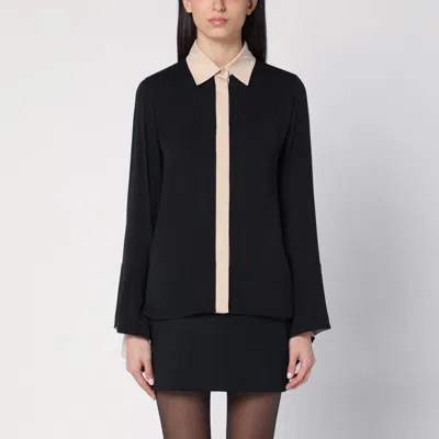 Max Mara Black Silk Colour-block Shirt