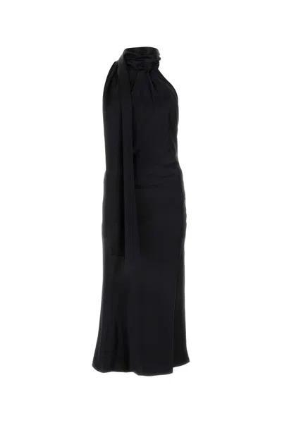 Max Mara Silk Satin Dress In Black