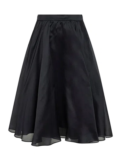 Max Mara Black Silk Organza Msecalle Midi Full Skirt