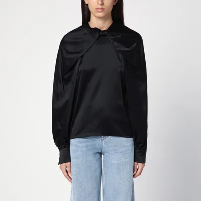 MAX MARA MAX MARA PIANOFORTE BLACK SILK SATIN BLOUSE