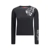 Max Mara Wool Sweater With Lace Inserts In Black