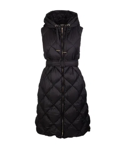 Max Mara Black Sleeveless Hooded Down Jacket