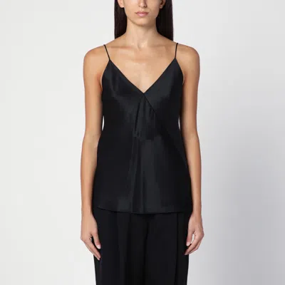 MAX MARA MAX MARA PIANOFORTE BLACK SLEEVELESS SILK TOP