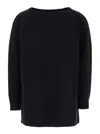 Max Mara Black Solid Boat Neck Sweater In Black
