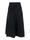 Max Mara Black Solid Midi Skirt In Black