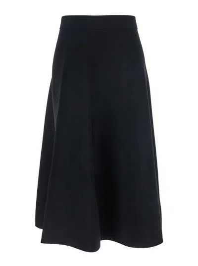 Max Mara Black Solid Midi Skirt