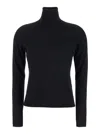 Max Mara Black Solid Turtle Neck Sweater In Black