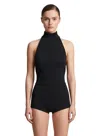 Max Mara Solid Turtleneck Sleeveless Top In Black