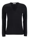 Max Mara Black Solid V Neck Sweater In Black